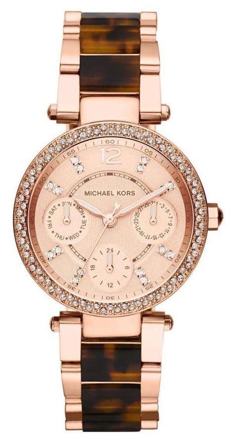 michael kors tortoise shell gold watch|Michael Kors petite lock bracelet.